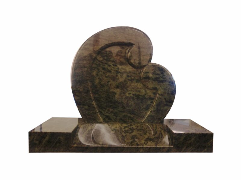 Kerala Green Granite Double Koru Set on Splay Base - AIS 038