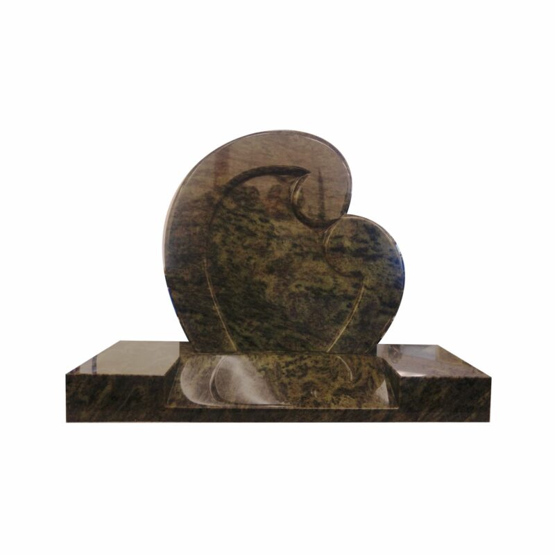 Kerala Green Granite Double Koru Set on Splay Base - AIS 038