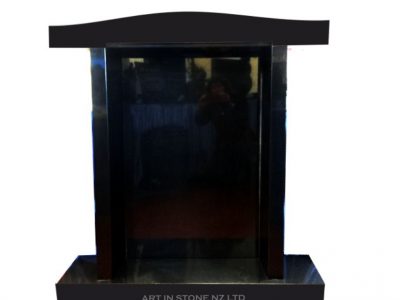 Black Granite Temple Meeting House on a Matching Base - AIS 053