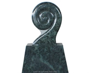 Kerala Green Granite Upright Koru on a Matching Upright Base - AIS 055
