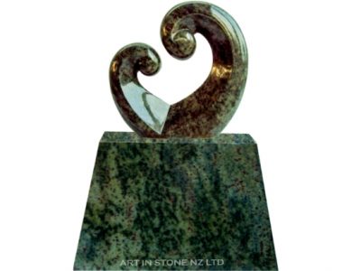 Kerala Green 3D Double Koru on an upright trapezoid base