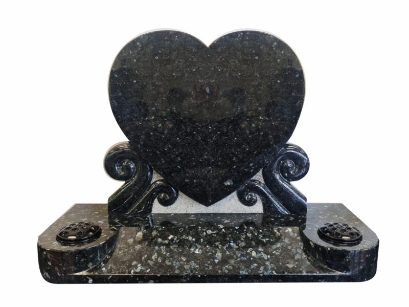 Stunning Blue Pearl Heart with Korus Memorial - AIS 097