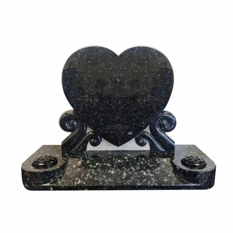 Stunning Blue Pearl Heart with Korus Memorial - AIS 097