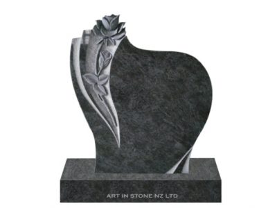 Visaq Blue Granite Headstone with carved Rose set