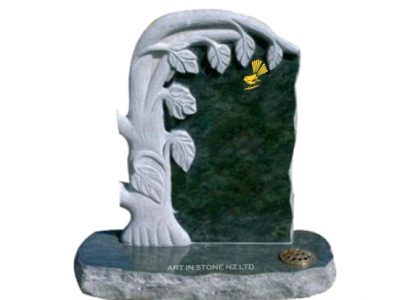 Kerala Green Tree Headstone on a rock-edge base