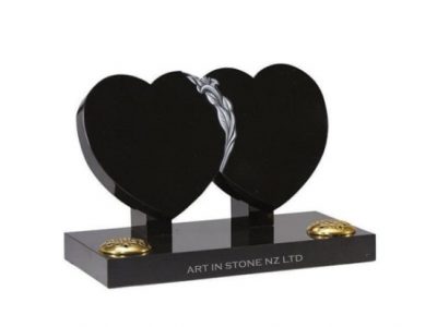 Black Granite double hearts on stands