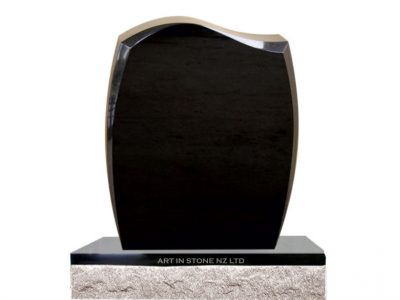 large black  granite Euro Headstone set