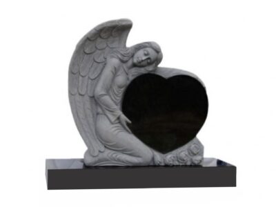 Black Granite Angel Holding a Heart - AIS 700