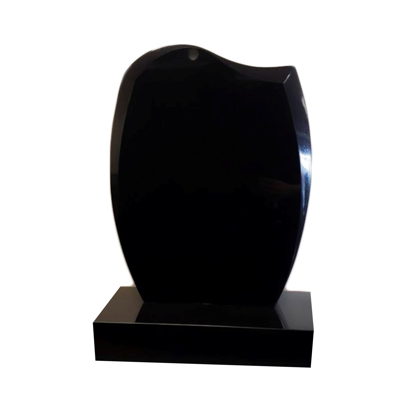 Large Black Granite Euro Headstone Set on to a Black Base - AIS 2288