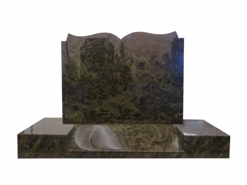 Kerala Green Black Book Top Set on Splay Base Headstone - AIS 072