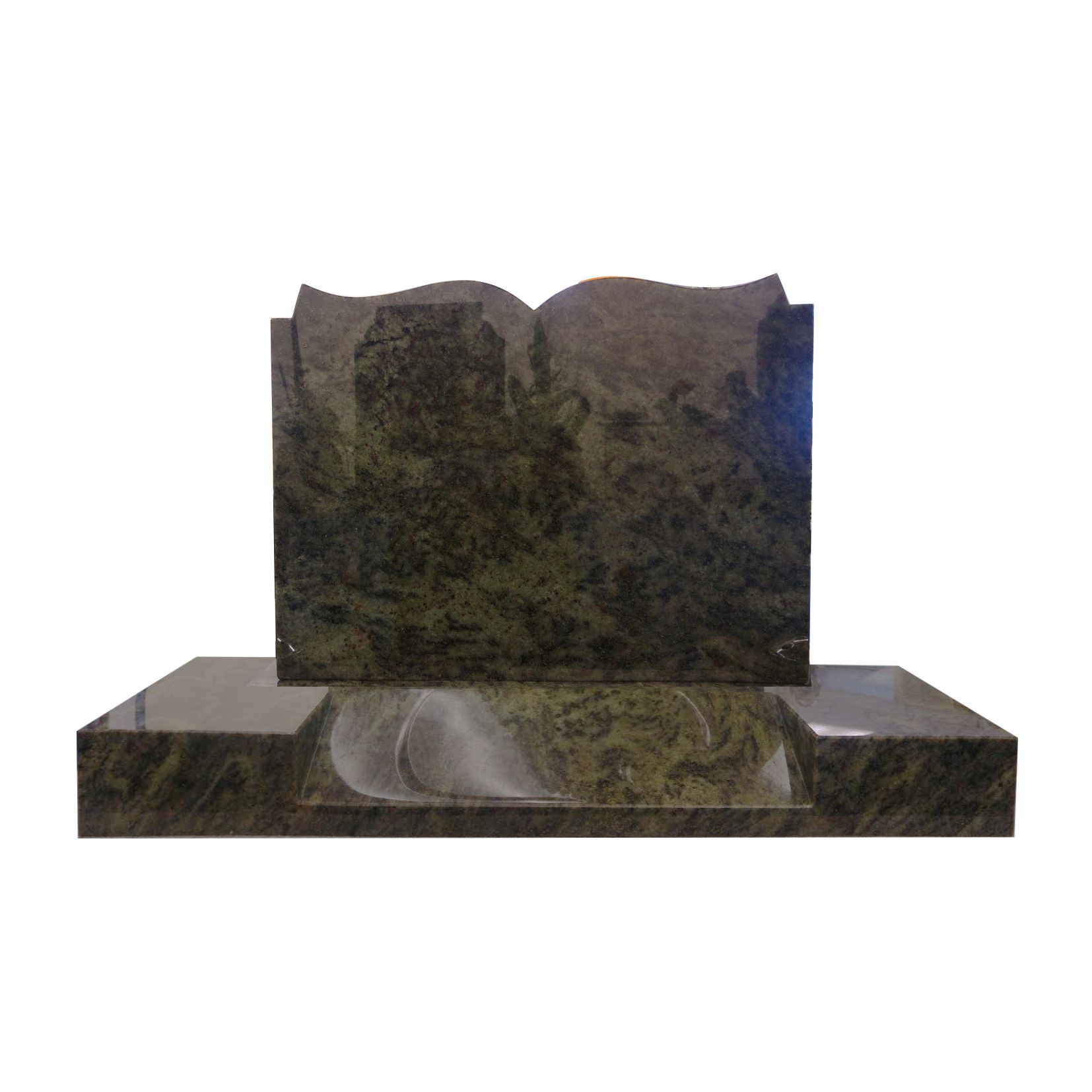 Kerala Green Black Book Top Set on Splay Base Headstone - AIS 072