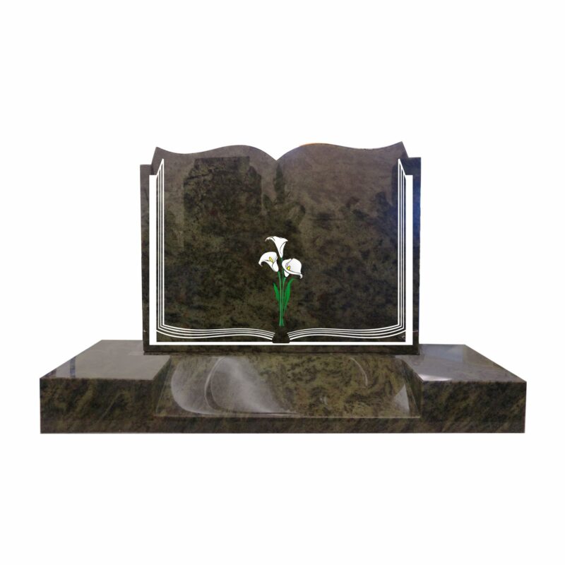 Kerala Green Black Book Top Set on Splay Base Headstone - AIS 072 - Image 2
