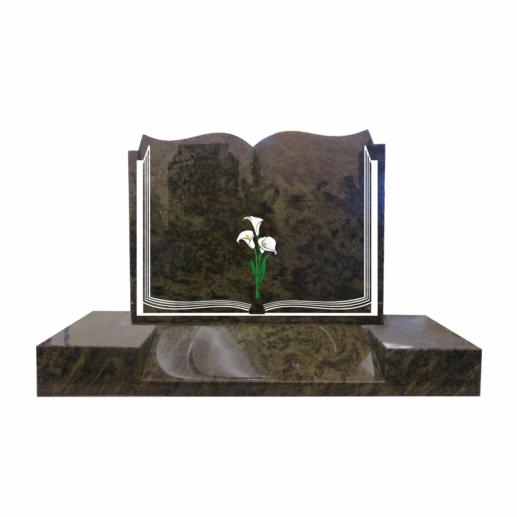 Kerala Green Black Book Top Set on Splay Base Headstone - AIS 072 - Image 2