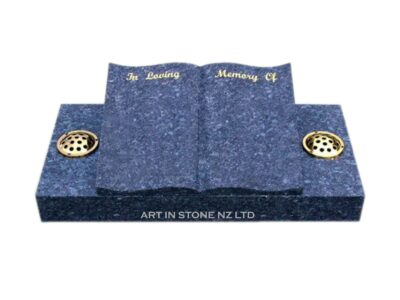 Blue Pearl Granite Open Book Recumbent Desk on a Matching Base - AIS 032